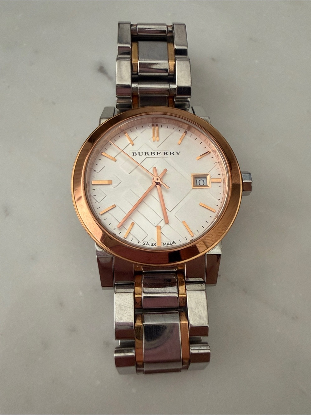 Burberry Two-Tone Rose Gold and Silver women’s Bracelet Watch